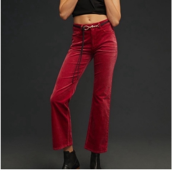 NEW Pilcro the YaYa mid rise crop flannel corduroy Jeans red - Picture 1 of 12